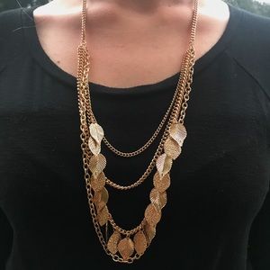 Gold Charlotte Russe long statement necklace